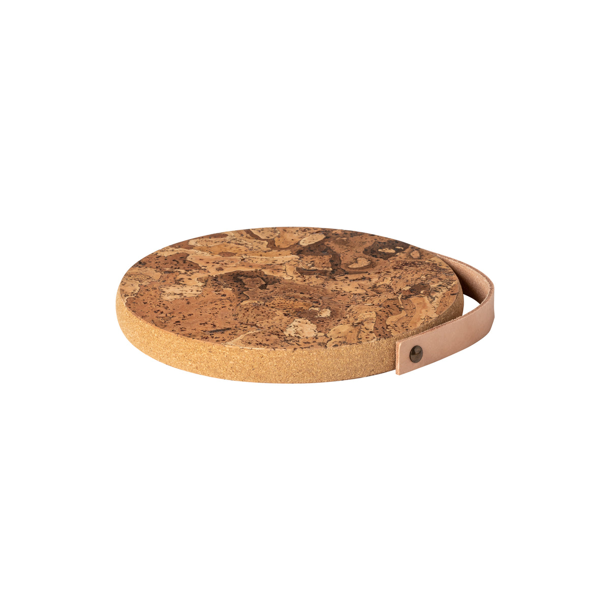 Small Cork Trivet with Leather Handle Cork