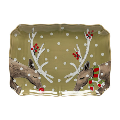Gift Rectangular Platter Deer Friends