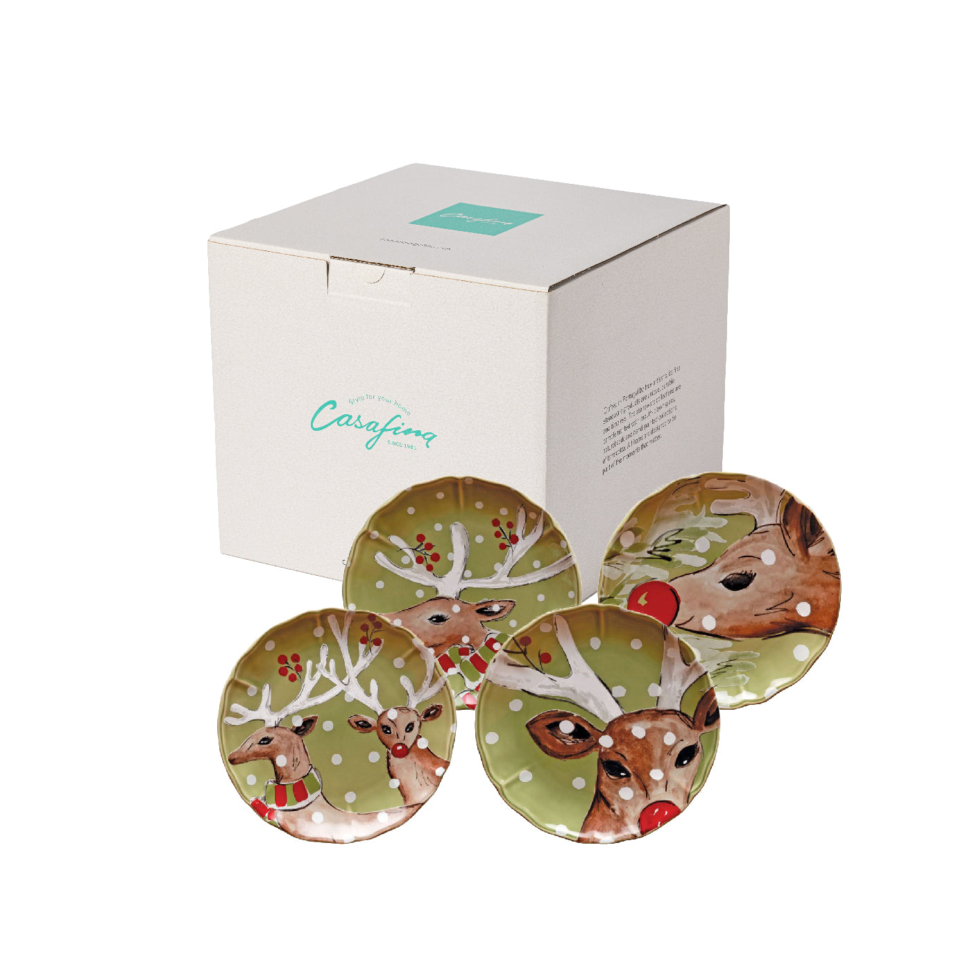 Set 4 Salad/Dessert Plates Deer Friends