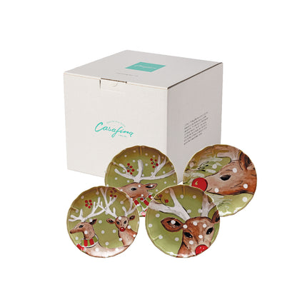 Set 4 Salad/Dessert Plates Deer Friends