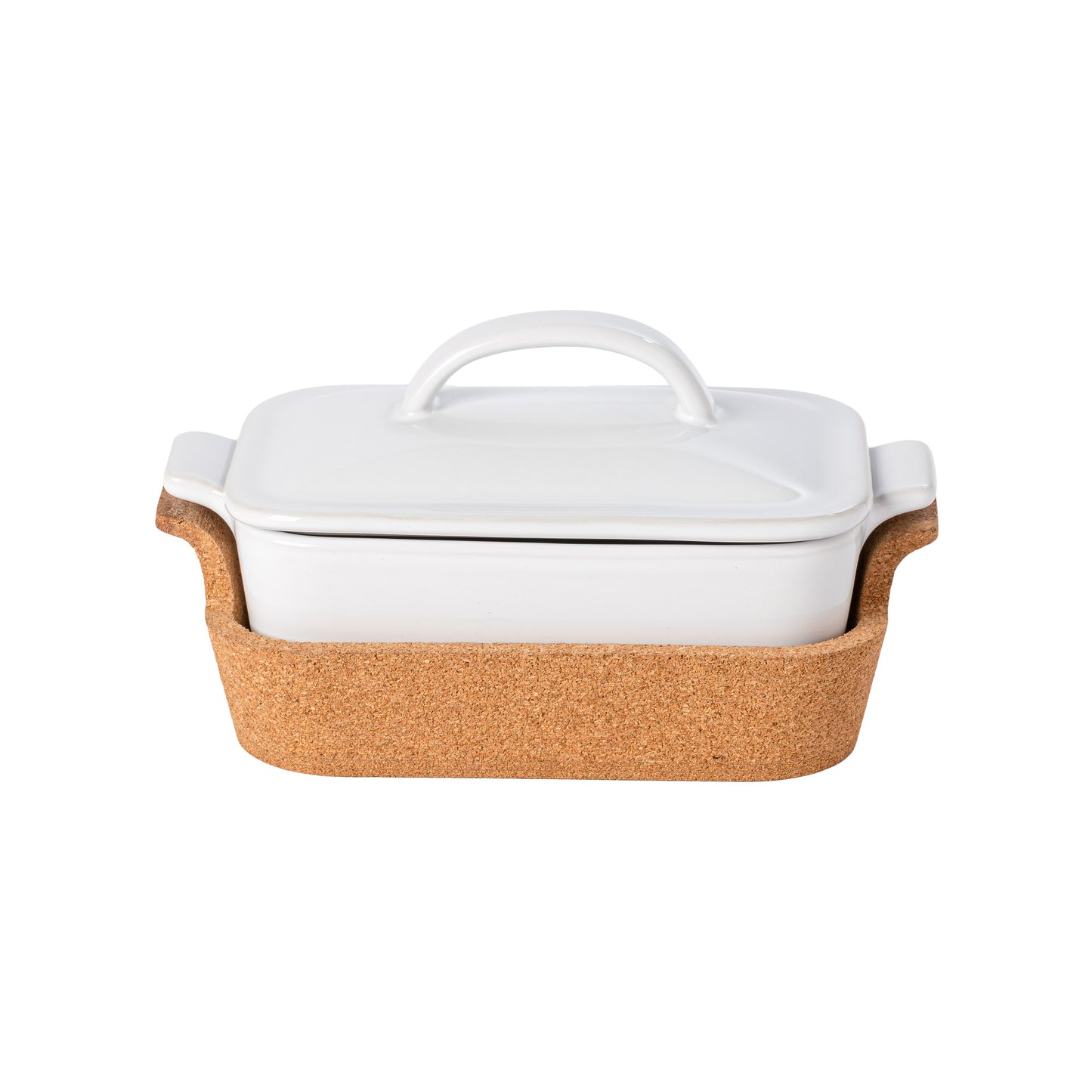 Gift Rectangular Covered Casserole with Cork Tray Ensemble