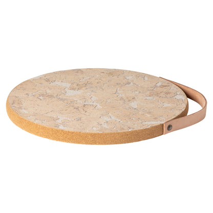 Large Cork Trivet with Leather Handle Cork