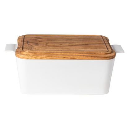 Gift Rectangular Bread Box with Oak Wood Ensemble