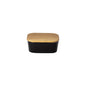 Gift Rectangular Butter Dish with Oak Wood Lid Ensemble