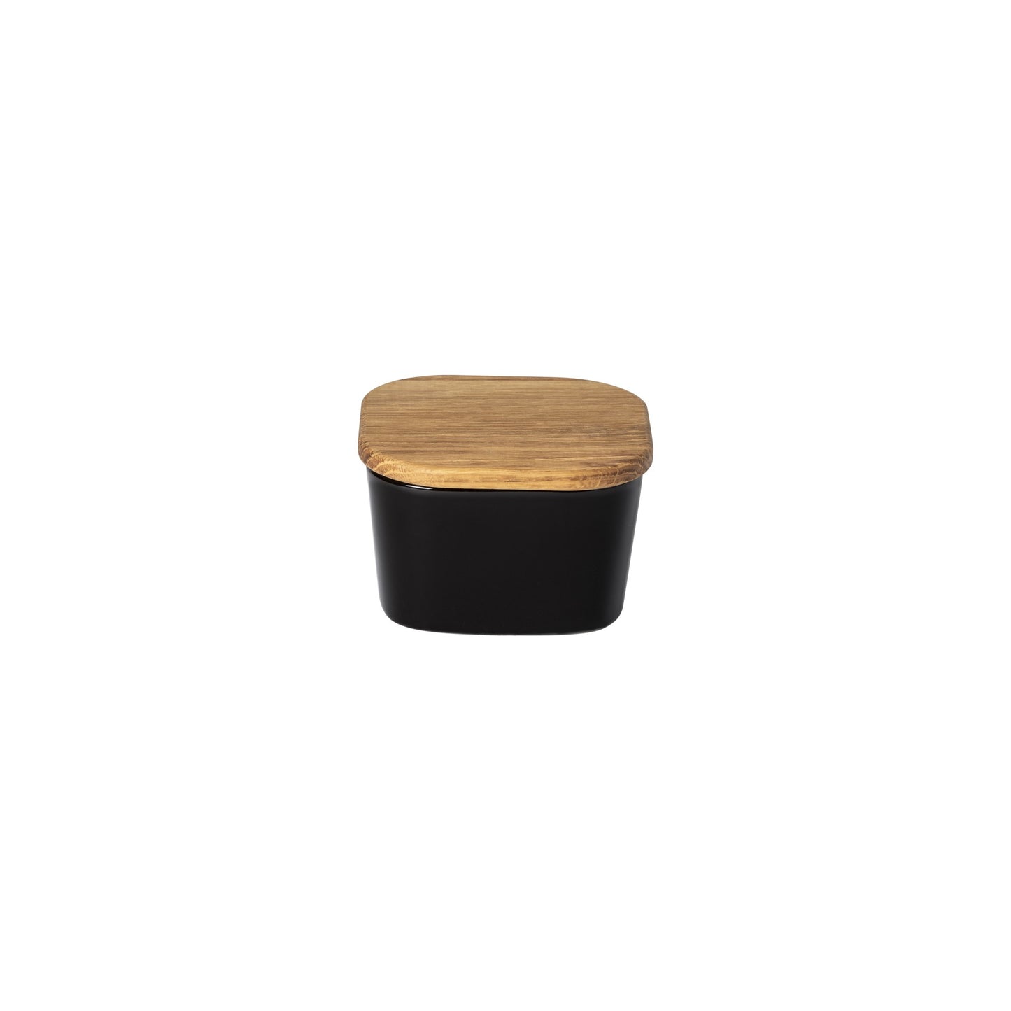 Gift Square Salt Cellar with Oak Wood Lid Ensemble