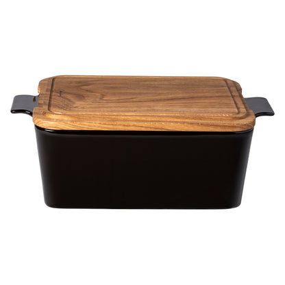 Gift Rectangular Bread Box with Oak Wood Ensemble