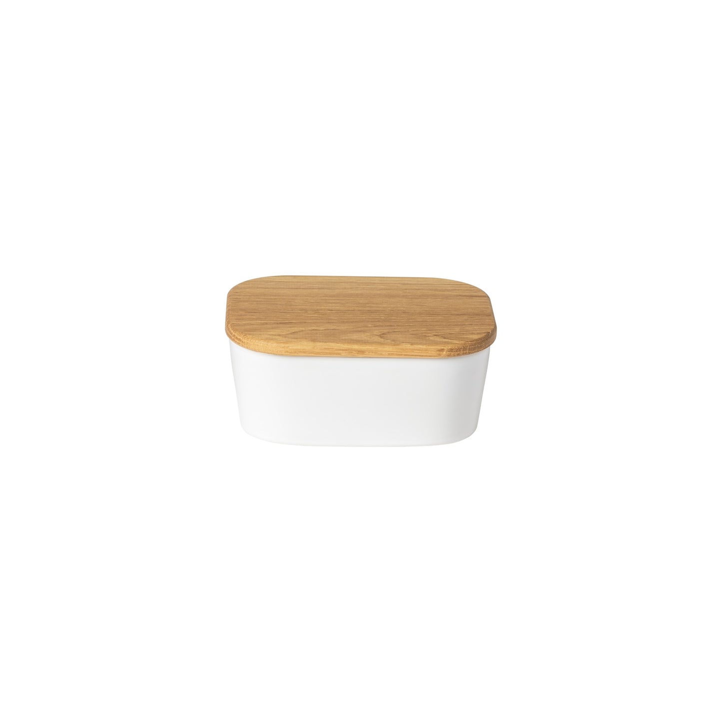 Gift Rectangular Butter Dish with Oak Wood Lid Ensemble