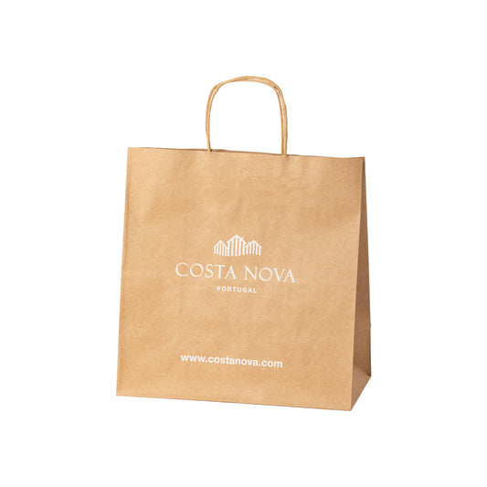 Paper bag Kraft brown 1 color twisted handle 32+16x33