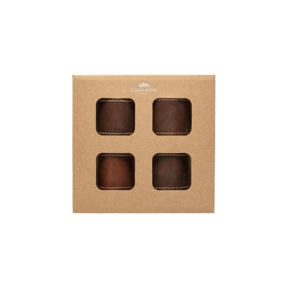 Set 4 Leather Napkin Rings Leather
