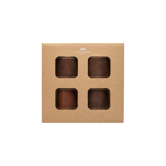 Set 4 Leather Napkin Rings Leather