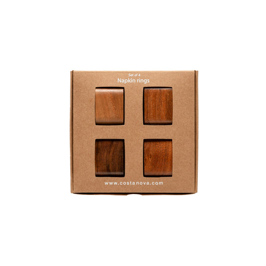 Set 4 Square Wood Napkin Rings Napkin Ring Collection - Wood
