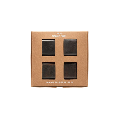 Set 4 Square Wood Napkin Rings Napkin Ring Collection - Wood